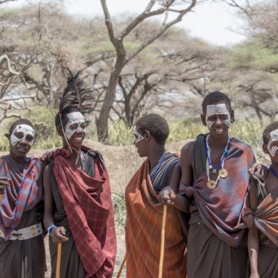 Massai people boys with face paint