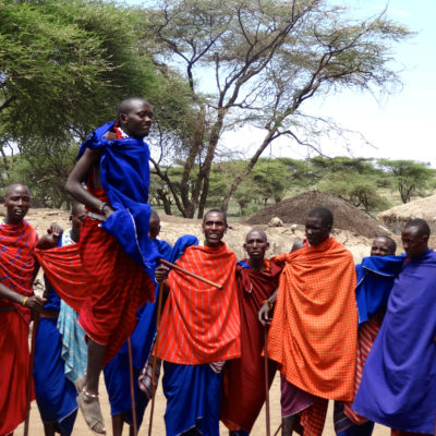 Massai people men dancing